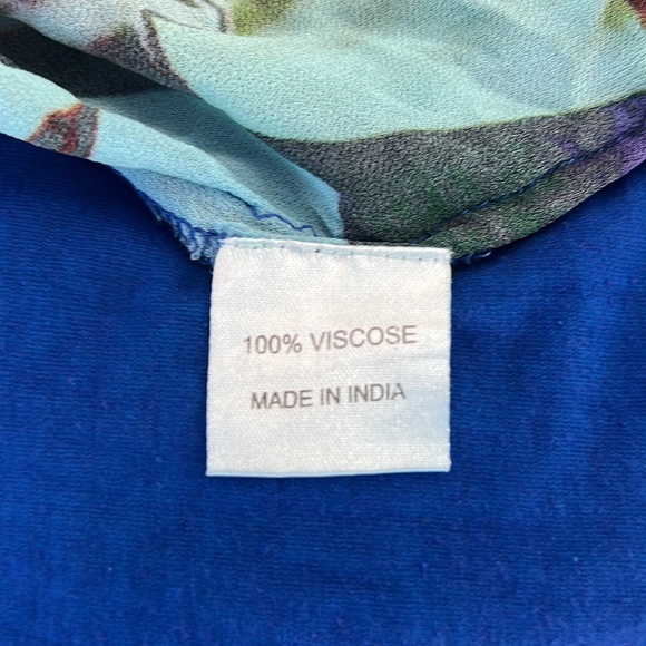 Indus colorful bright slightly sheer long sleeve Art Deco shirt tunic size M - Picture 6 of 10